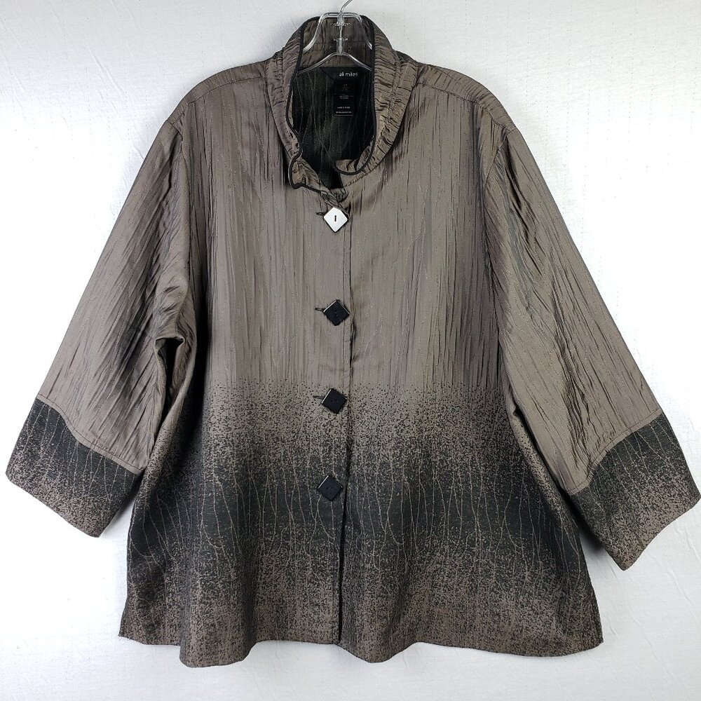 Ali Miles Stunning Black and Taupe Blouse / Jacket- Quality like NEW!